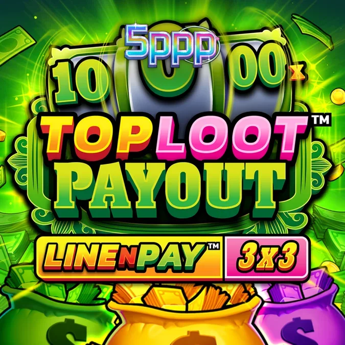 Interface do jogo TopLoot Payout LineNPay com grade 3x3 e design vibrante